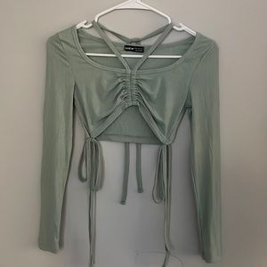 Green cropped top with ties